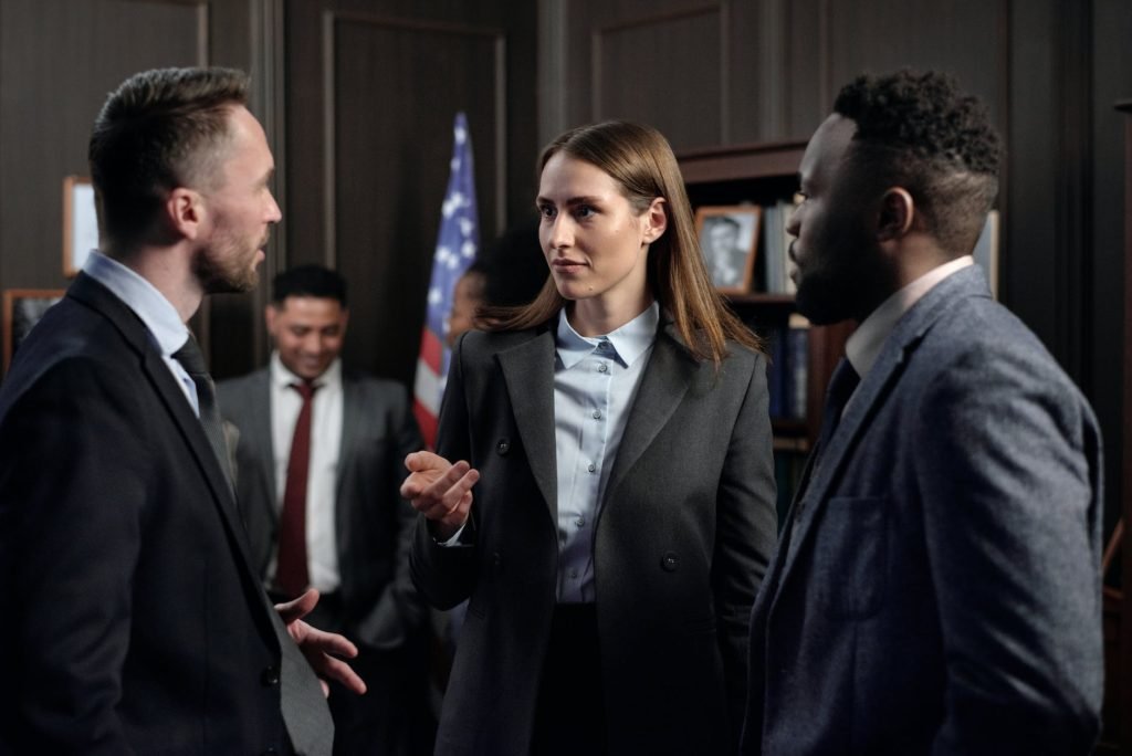 businesspeople talking