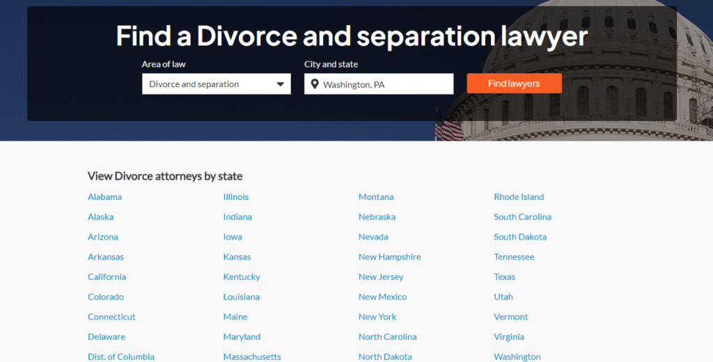 find a divorce and separation lawyer by city/state in avvo.com