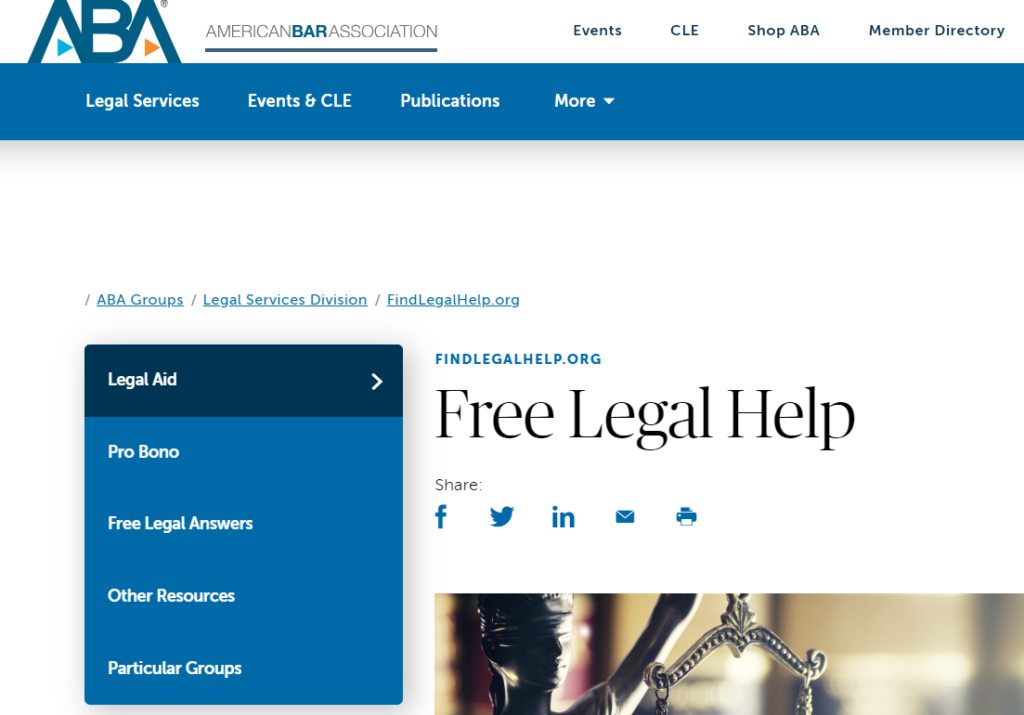American Bar Association free legal help